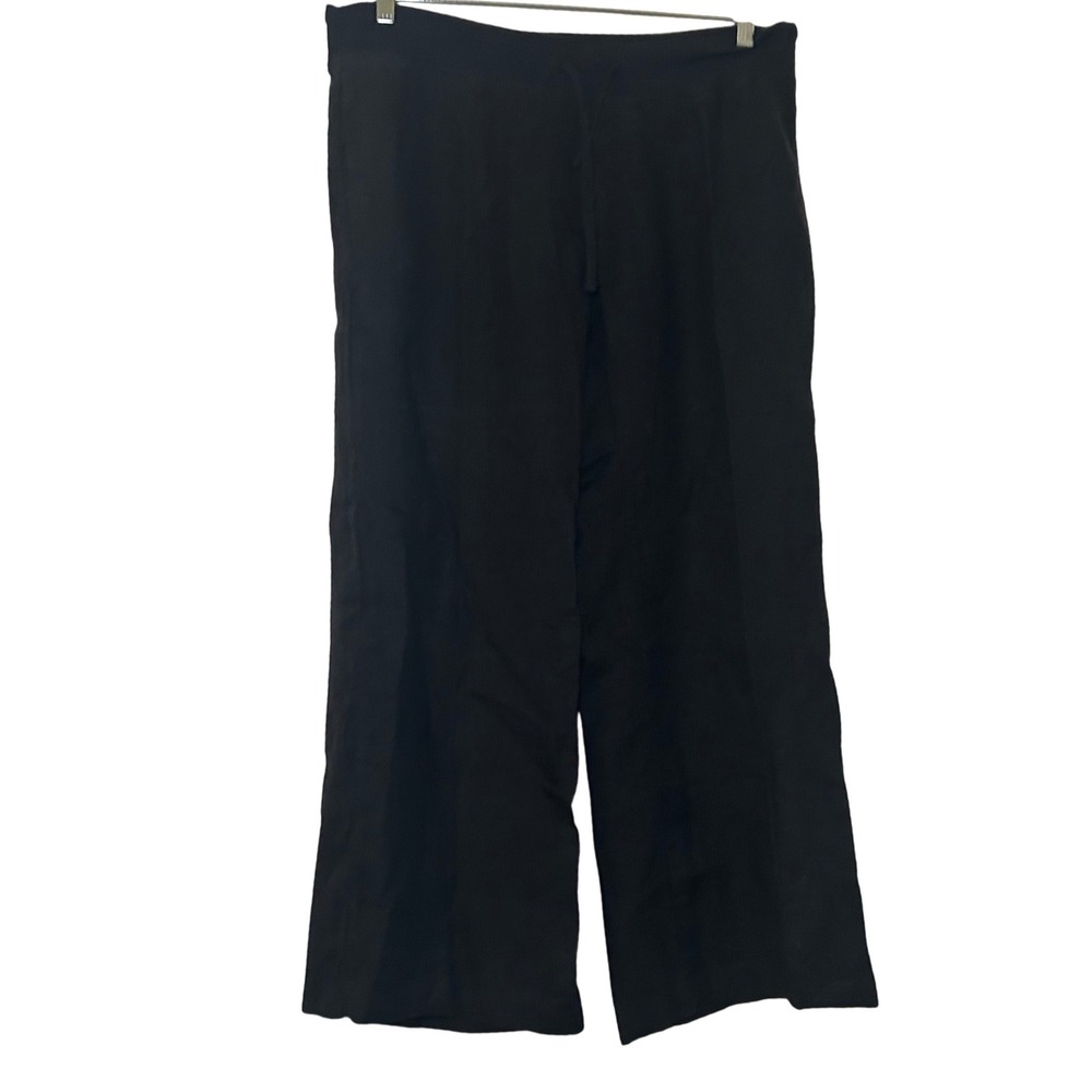 James Perse Standard Black Linen Wide Leg Drawstring Pants Size XL minimal work
